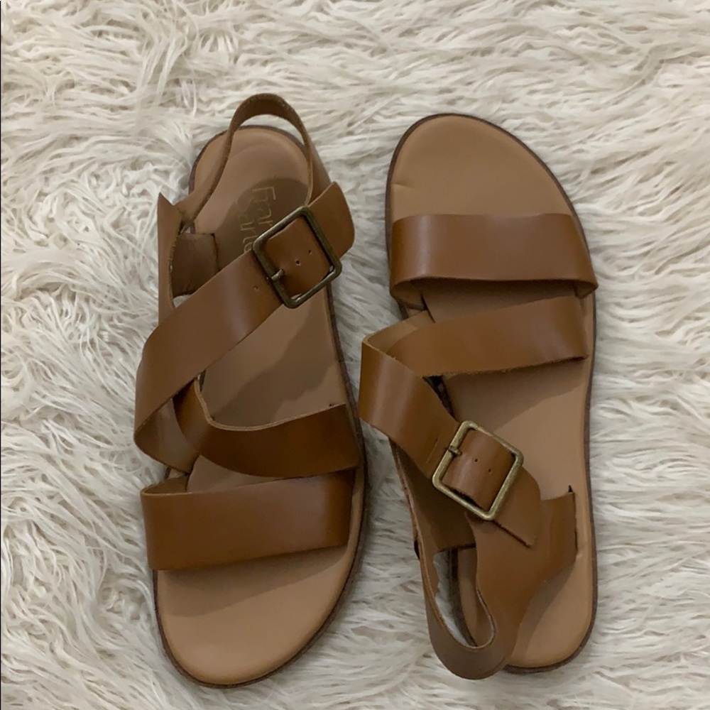Franco Sarto Cognac Leather Gladiator Sandals